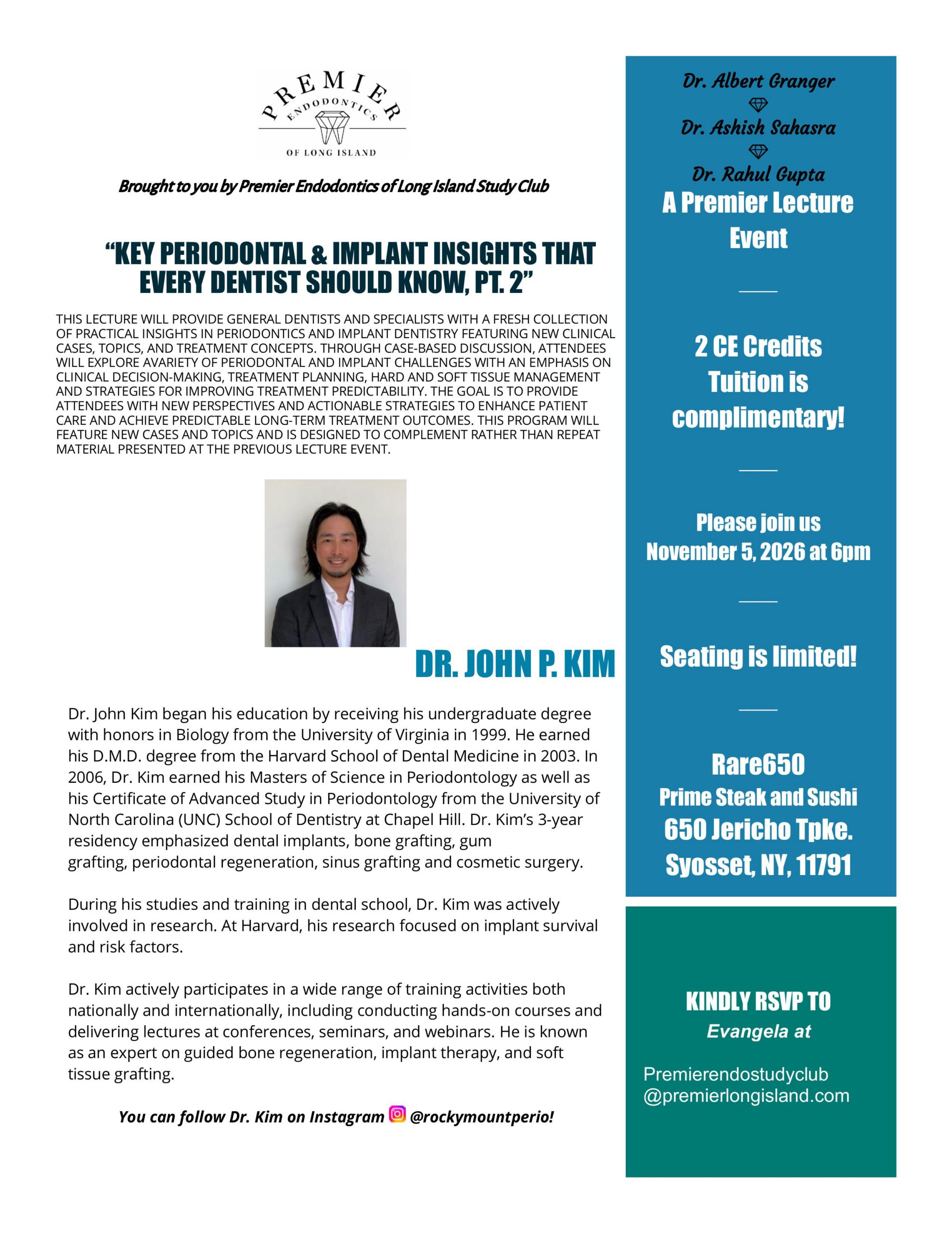 John Kim Lecture 2026 Updated Flyer For Dentsply